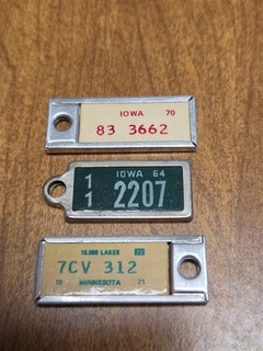 Vintage DAV Tag LOT Mini License Plate IOWA MINNESOTA Keychain