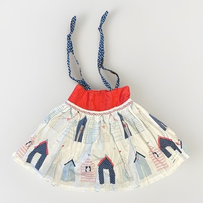 Quinn's Closet Size 4 Pinnafore Suspender Skirt House Print Red White Blue