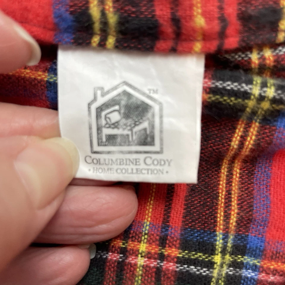 Sábanas ajustables planas Columbine Cody tamaño doble franela a cuadros roja núcleo de cabina rústico Foto 2 de 3