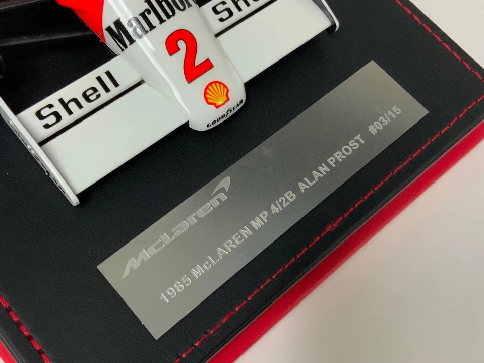 1/18 modelos AB F1 McLaren MP 4/2B de 1985 Prost Car #2 base de cuero AB2-11 Foto 3 de 4