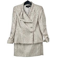 Jones Wear Champagne Textured Suit Jacket  Skirt Set 2 Piece Size 6