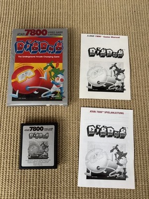 Dig Dug Atari 7800 Original Patrone verpackt mit 2 Bedienungsanleitungen Deutsch