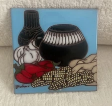 VTG Leone Kuhne 1990 Earthtones “The Singing Clay” Wall Art Tile 6”  VGC