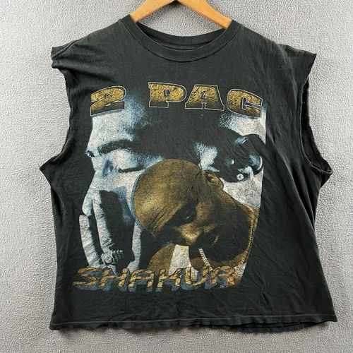 2 Pac Shakur Shirt Mens XL Faded Sleeveless Distress 1990s vintage concert t-shirt, vintage, size XL, single stitch, B+ condition