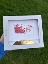 Christmas Cards Hallmark Signatiure Santa Claus Sleigh With Reindeer
