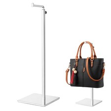 GGOUPTY Handbag Display Stand Metal Adjustable Height Purse Holder Silver