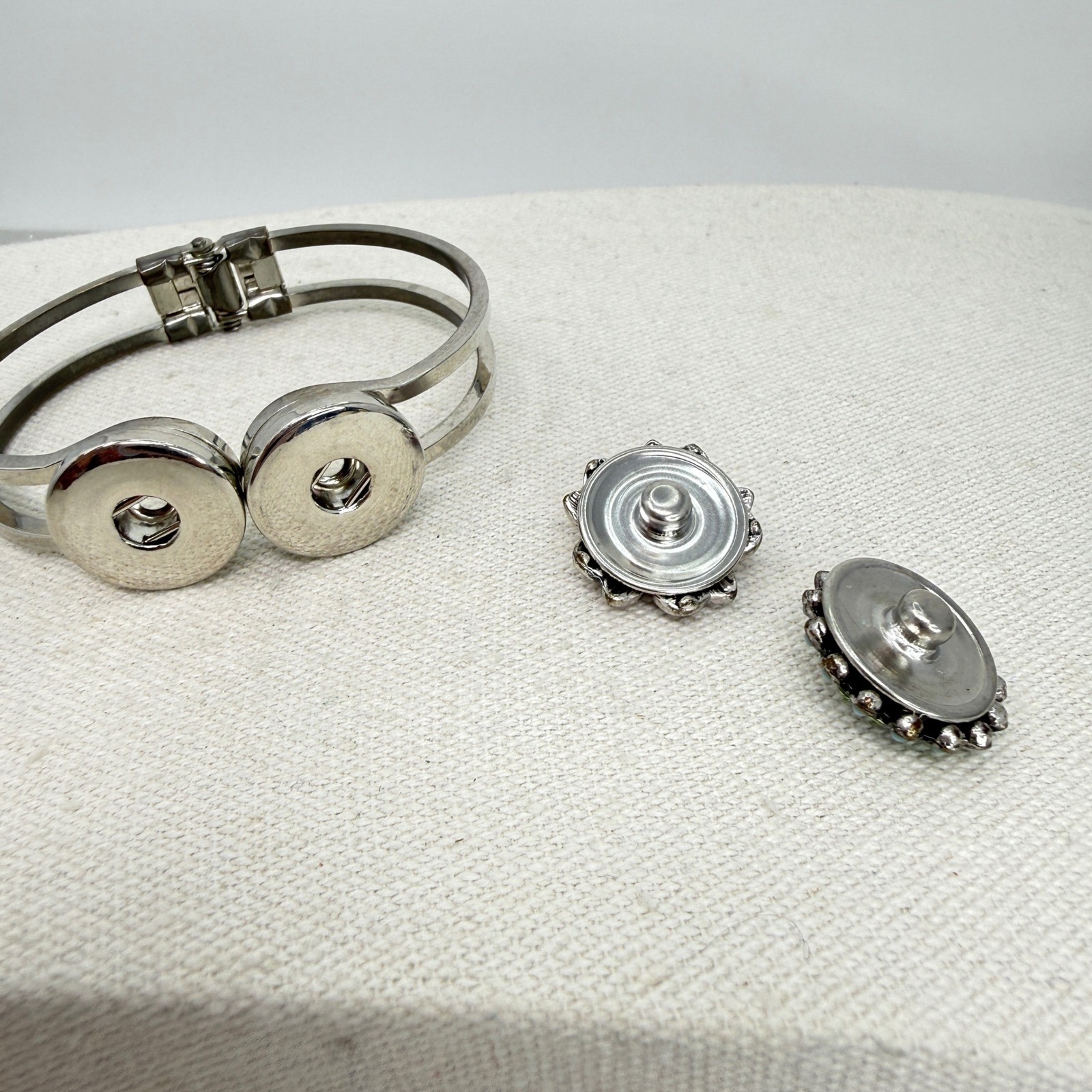 Interchangeable Snap Button Hinge Bracelet Silver… - image 5