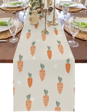 Easter Table Runner Carrot Table Runners Farmhouse Cotton Linen Seasonal Holi...