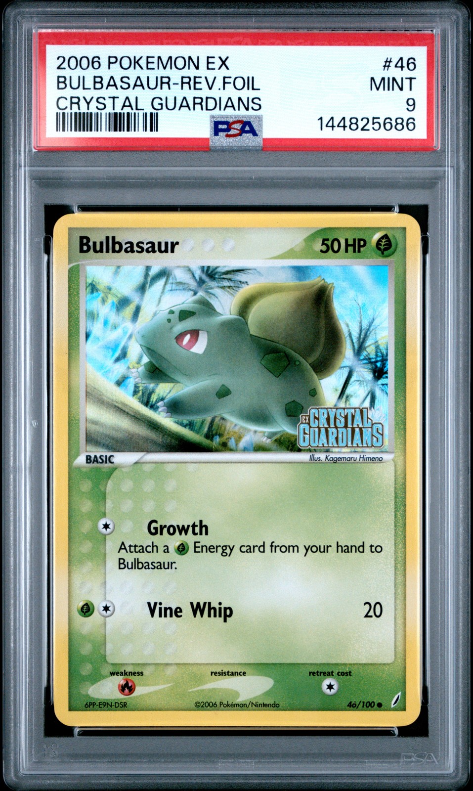 2006 POKEMON EX CRYSTAL GUARDIANS #46 BULBASAUR-REVERSE FOIL PSA 9