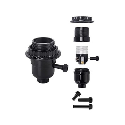 UL Listed E26 Light Socket, Threaded Lamp Socket Replacement with Black 