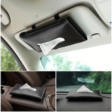 Car Sun Visor Tissue Dispenser Box Holder Universal PU Leather Paper Towel Case