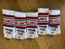 NWT New Balance KIDS Medium 8.5-2 Cushioned Athletic Crew WHITE Socks 5 Pairs