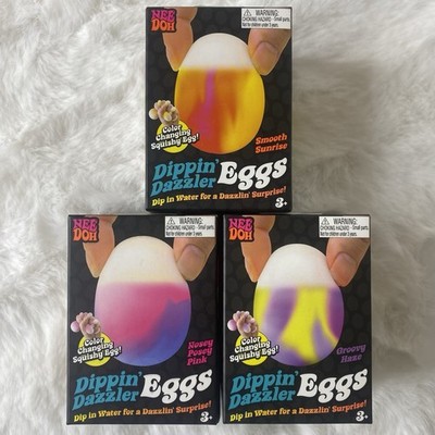NeeDoh Dippin  Dazzler Easter Eggs Nee Doh Color Changing Egg SET OF 3 BRAND NEW