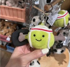 6cm Tennis Pendant Bag Charm Plush Toy Doll Gift with Dust Bag