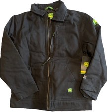Boys Small 6-7 Black John Deere Work Jacket Zip Up Collared