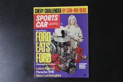 SPORTS CAR GRAPHIC October 1969 Ford Eats Ford Can-Am Olds Magazine