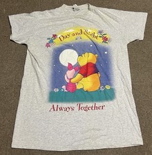 Vintage Disney Winnie The Pooh Sleep Shirt OSFA Day  Night READ STAINED Piglet