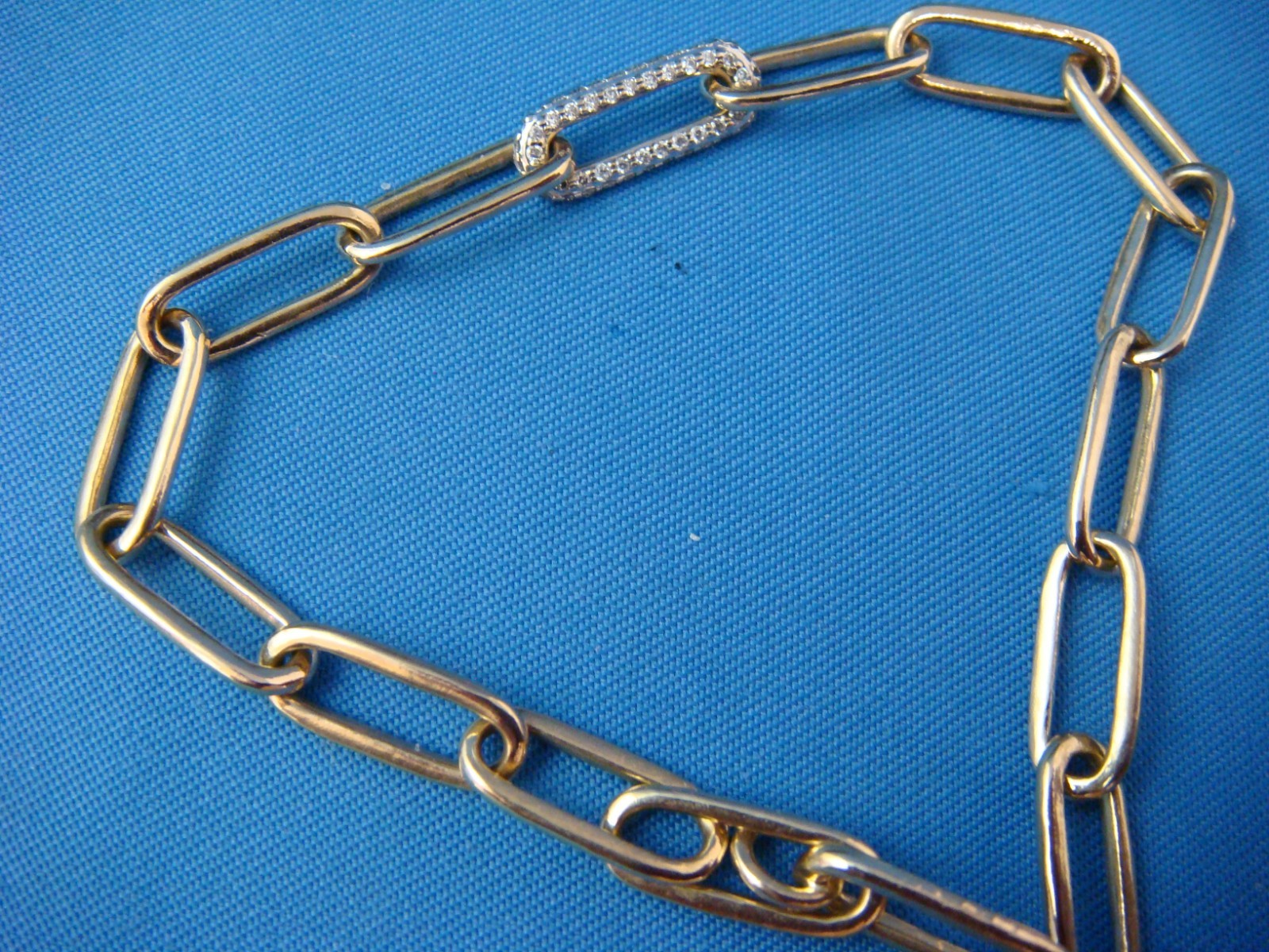 14 KT SOLID YELLOW GOLD PAPER CLEEP BRACELET WITH… - image 1