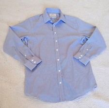Hawes & Curtis Men's Blue Extra Slim Fit Non Iron Button-Up Shirt Size Medium 16