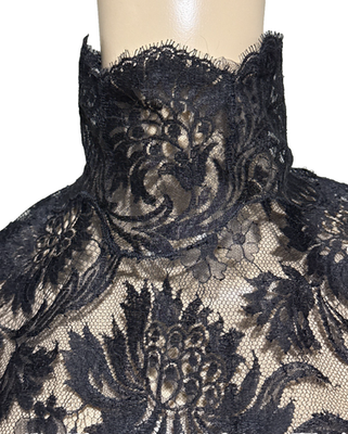 Valentino Vintage Chantilly Lace Embroidered Velvet Bow Black Cocktail Dress 6 Valentino Vintage Chantilly Lace Embroidered Velvet Bow Black Cocktail Dress 6