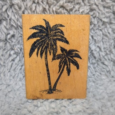 Wood Mounted Rubber Stamp Art Impressions Palm Trees Craft