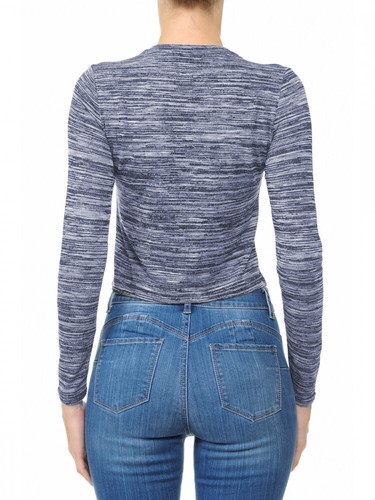 Top manica lunga girocollo Melange Hacci Slub 65774 - Foto 3 di 6