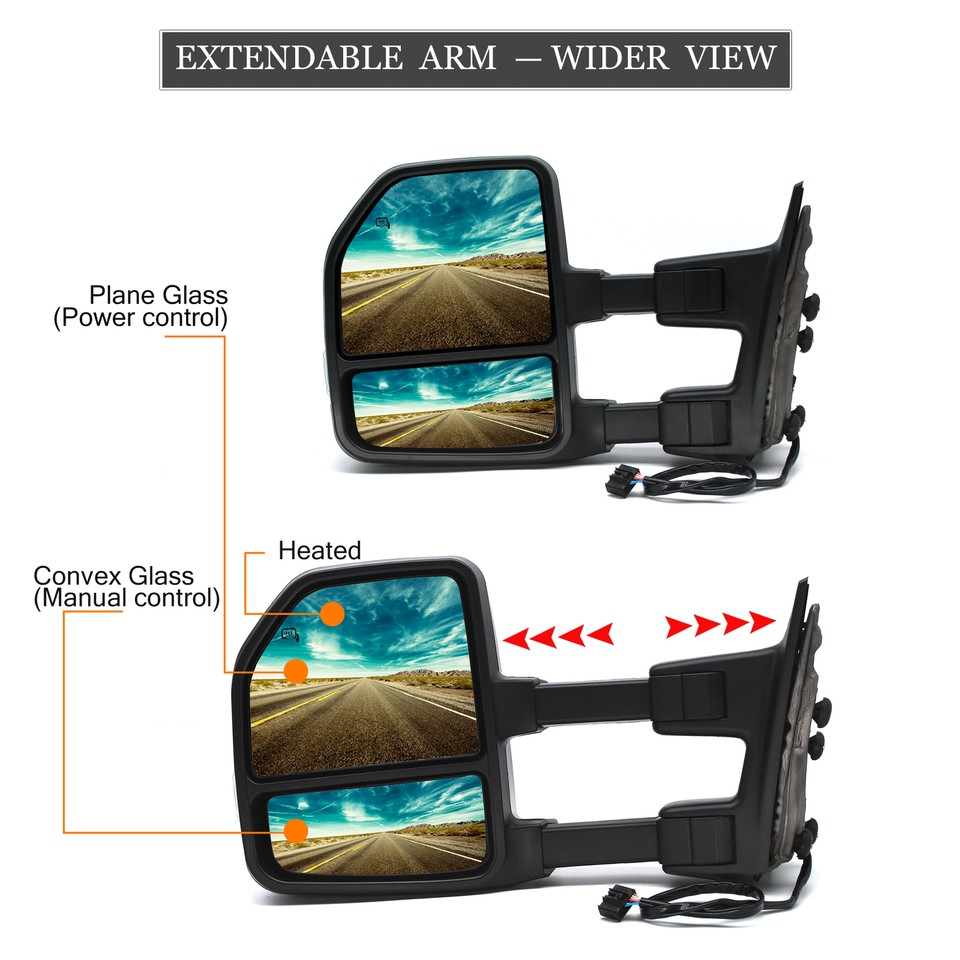 Tow Mirrors For 201116 Ford F250 F350 Super Duty Power Heated LED