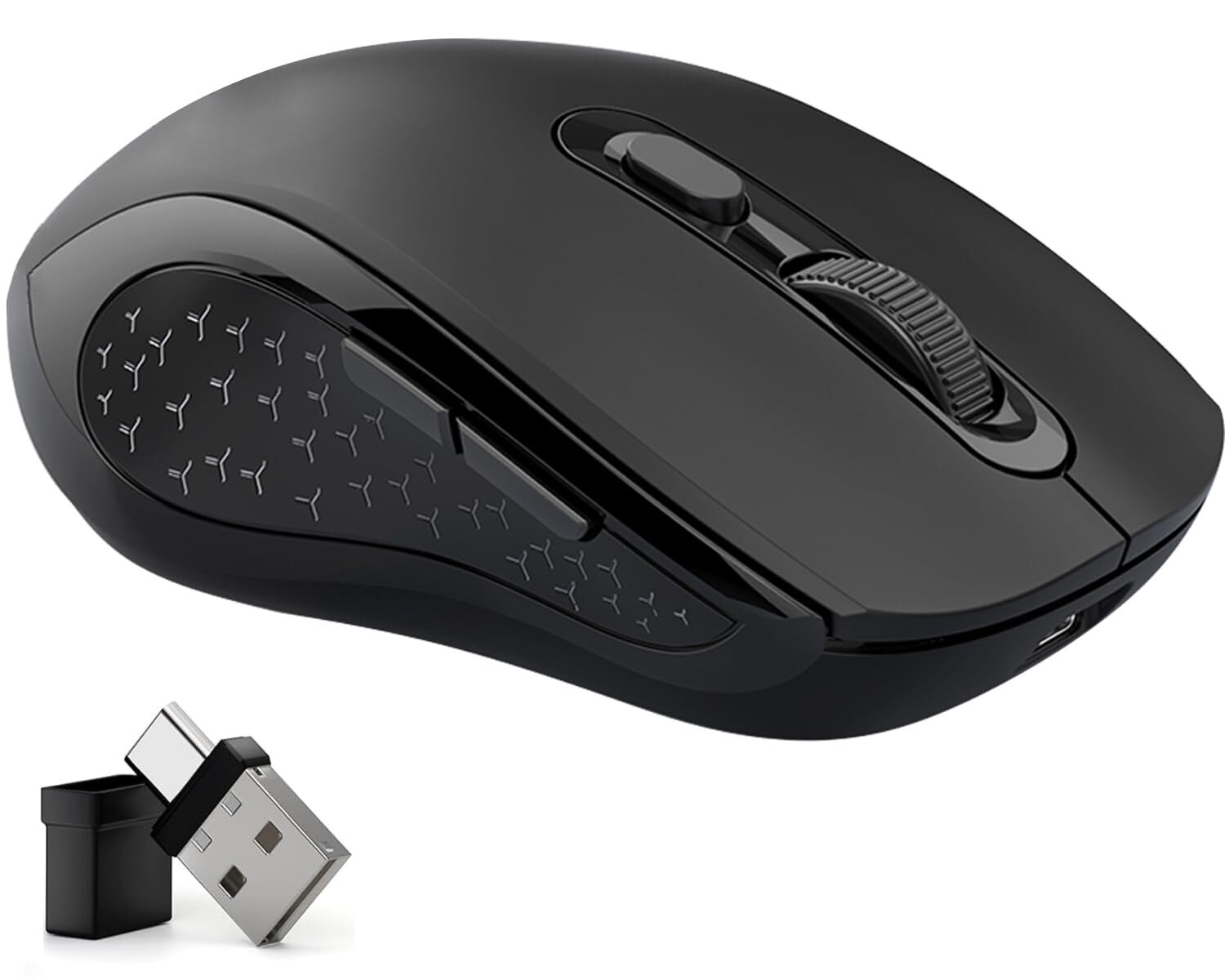 Computer Mouse for PC-Rechargeable 2.4GHz Optical Bluetooth+USB+USB C modes W...