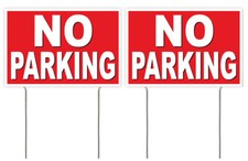 2 PACK - 8x12 Inch NO PARKING Yard Sign w/ Stake rb