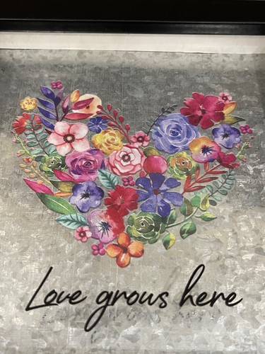 Small rustic colorful floral flower heart print wall home decor art country styl - Picture 2 of 6
