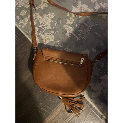 Moda Luxe Saddle Bag Crossbody Purse Faux Leather Tassel Brown