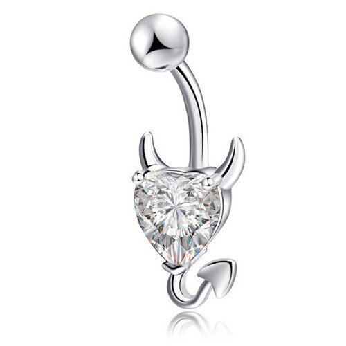 Navel Belly Button Ring Crystal Rhinestone Heart Spirals Devil Piercing JewBLU - Bild 5 von 12