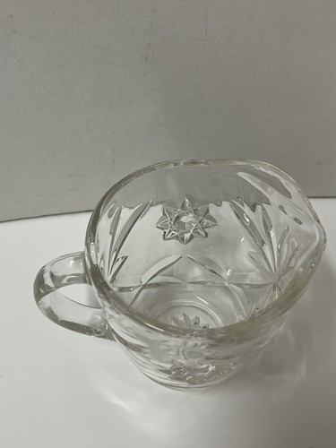 Anchor Hocking Star of David Creamer Pitcher Clear Glass 3.5 in Tall Vintage - Picture 2 of 7