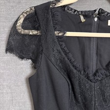 Rebecca Taylor Dress 4 Black Lace Wool Sheath Cocktail LBD Party Occasion