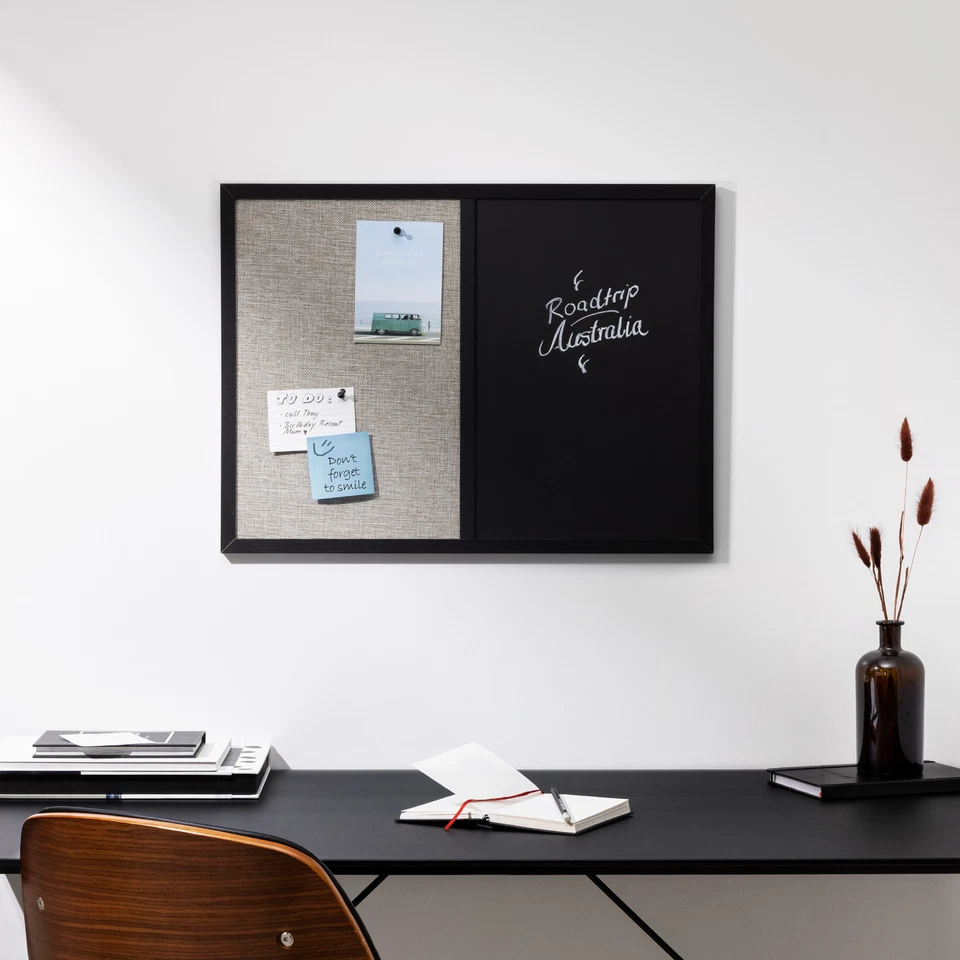 Tableau Mémo Magnétique Mixte avec Section Textile pour Chambre Bureau Cuisine - Photo 2/4