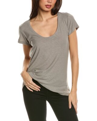 James perse Woman's Gray scoop neck s/s T-Shirt cotton modal blend NEW 0 1 2 3