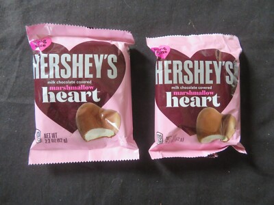 (2) Hershey's Milk Chocolate Covered Marshmallow Hearts 2.2 Oz Each