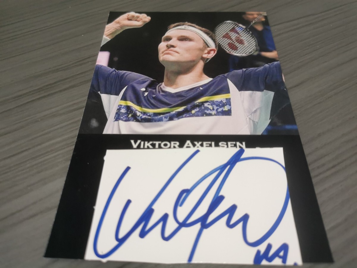 victon サイン Viktor Axelsen hand signed autograph photo Denmark badminton