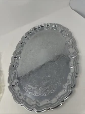 (2) Shelton Ware Silver Plated Serving Tray Large Oval Vintage Platter Dish
