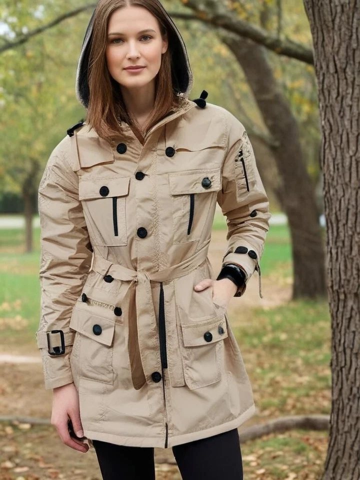 Ladies Trench 3 Quarter Waterproof Windproof Rain Coat Cagoule Outdoor Offer - Image 3 of 4