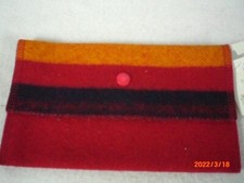  Dance Regalia Bag, Red 3 Band Broadcloth Pouch, 4 3/4" x 8"