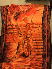 Black and Orange Dress with Head Scarf