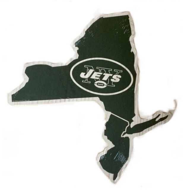 New York Jets NFL Logo State Outline Hanging Wall Art Decoration Sign