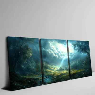 3pcs Featuring Unique Cloudy Sky Grass Meadow Wall Art Canvas Unframed/Framed