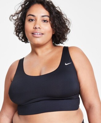Nike Plus Size Essential Scoop-Neck Midkini Top Black Size 2X NEW