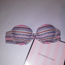 Victoria Secret Swim Suit Bikini Top 32B Geo Stripe Colorful Light Push Up