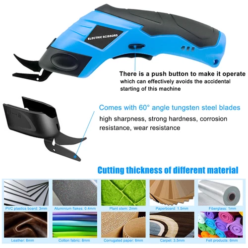 Rechargeable Electric Cloth Fabric Shears Scissors Tailors Cutter with 2 Blades - Picture 4 of 12