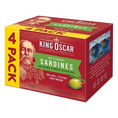 King Oscar Brisling Sardines in Extra Virgin  Assorted Flavor Names , Sizes 