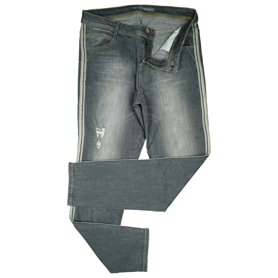 Pantalones de mezclilla grises Taifun W36 L32 look usado elástico novio Ü + talla Foto 2 de 4