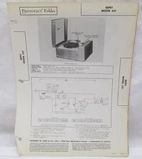 Howard W Sams Photofact Folder Espey Model 621 Radio Parts Manual Record Player